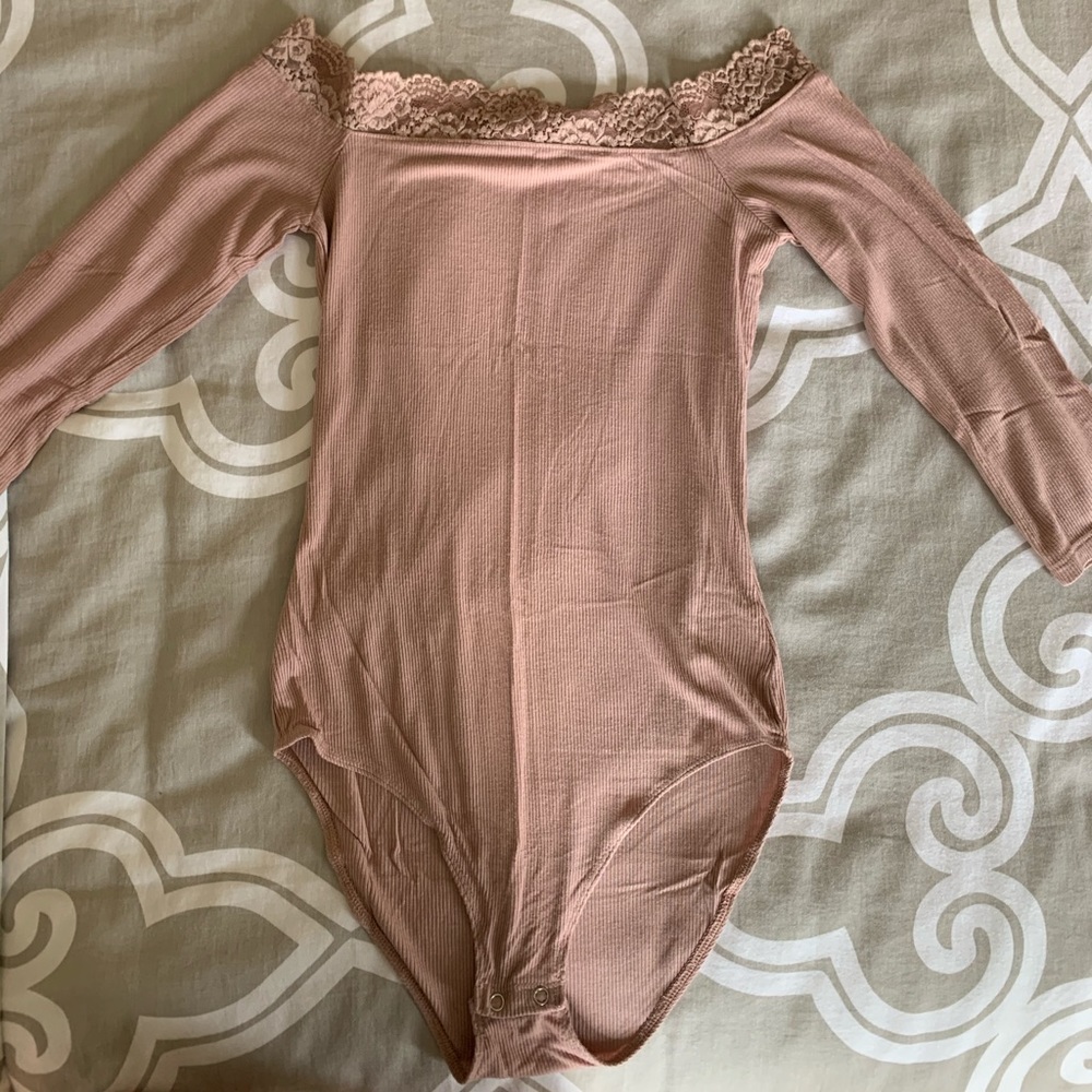 Off the shoulder blush pink bodysuit